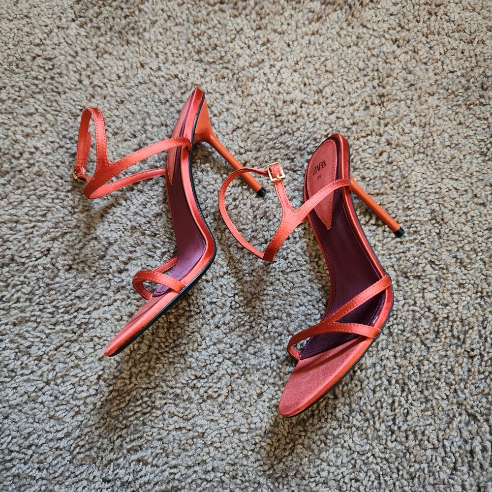 ZARA Orange High Heel Sandals - Picture 2 of 5